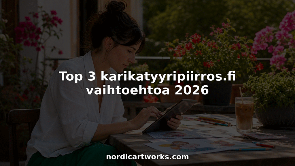 Muotoilija luonnostelee pöydän ääressä karrikatyyrejä.